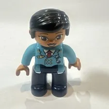 Lego Duplo Figure Woman Airline Pilot Sunglasses Gold Pilot Wings
