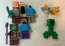 lot of 4 minecraft minifigures includes animals 
