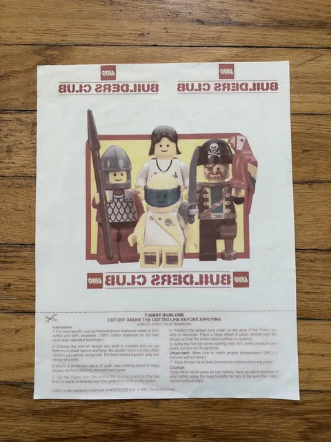 Vintage Lego Builders Club Iron On Transfer Decal - Knight Pirate Astronaut