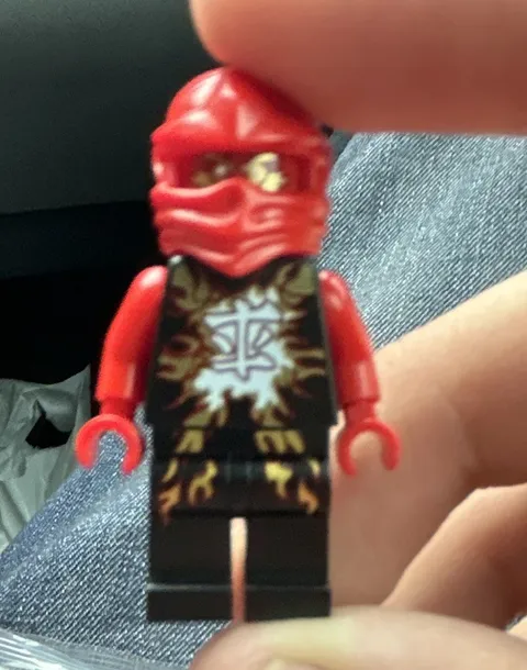 LEGO Minifigure Red Mask/Head, Red Arms, Black Legs, Printed Black Torso