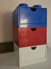 LEGO New 4-stud Storage Brick Drawers Stackable Out Of Box Set Of 3
