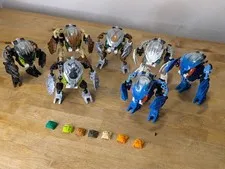 Vintage LEGO Bionicle Lot 7 Bohrok Kal Figures 7 Krana Masks Complete