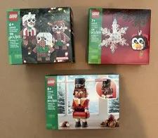 LOT of 3 LEGO Sets 40642 Gingerbread, 40572 Snowflake/Penguin & 40640 Nutcracker
