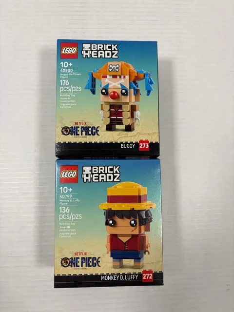 Lot of 2- LEGO BrickHeadz One Piece Sets Luffy 40799 Buggy 40800 - New Sealed