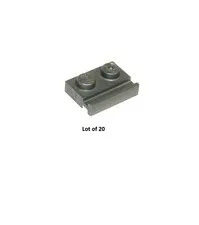 32028 NEW Lego Flat Silver Plates Modified 1 x 2 with Door Rails Parts Lot of 20