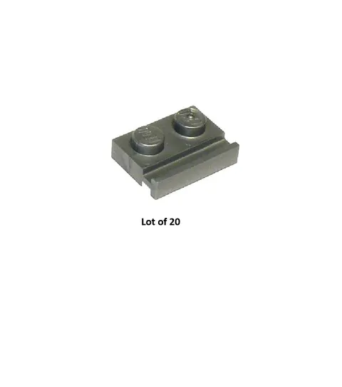 32028 NEW Lego Flat Silver Plates Modified 1 x 2 with Door Rails Parts Lot of 20