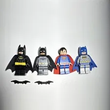 LEGO DC Batman & Superman Minifigure Lot with Capes & Batarangs