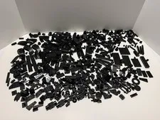 LEGO Mixed Bricks and Pieces Lot Of Over 500 Black Pieces Flat Small Big Wheels