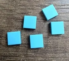 Lego Lot of 5 Tile 1x1 Flat Smooth Top Plate Dark Azure Finishing Part #3070