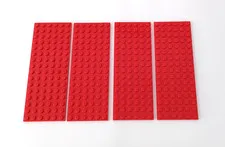 LEGO Part 3027 6 X16 Plate - Red Color, Standard, Replacement Plate Lot of 4