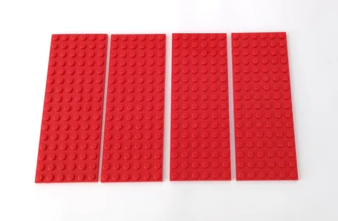 LEGO Part 3027 6 X16 Plate - Red Color, Standard, Replacement Plate Lot of 4