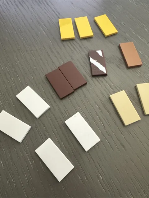 LEGO Tile 2 x 4 (87079 / 113479) 13 Pieces Yellow White Brown Tan