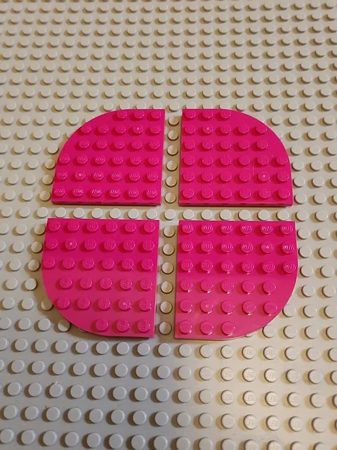 LEGO Plate Magenta 6x6 w/ Round Corner Lot of 4