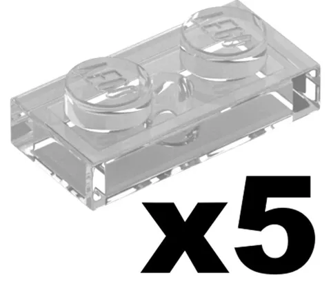 Lego NEW Trans-Clear PLATES 1 x 2 Stud Piece Qty 5 Part 3023 TR01