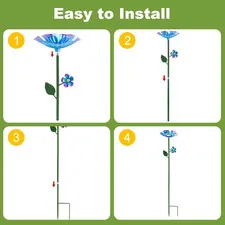 4 Pack Bee Watering Station, Bee Bath for Garden, Colorful Metal Bee Bird But...