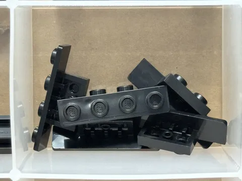 LEGO Parts - Black Bracket 1 x 2 - 1 x 4 - No 28802 - QTY 5