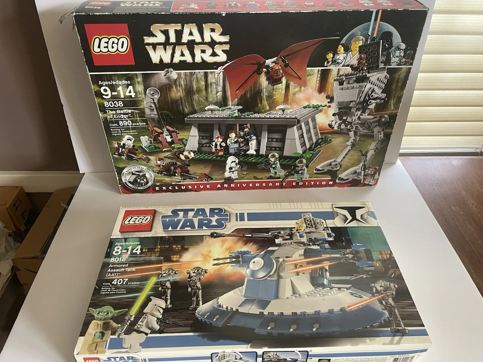 2 Lego Star Wars BOXES ONLY 8038 Battle Of Endor & 8018 Armored Assault Tank AAT