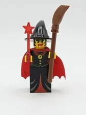 Lego Castle Fright Knights Witch Minifig. w/ cape/broom, Wand & Hat Vtg. 1997