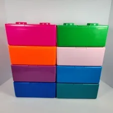 Lot of 8 Vintage Stackable Chubs Baby Wipe Containers For LEGO Toy Storage