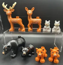 LEGO Duplo Lot Of Forest Animals Deer Reindeer Bear Fox Squirrel