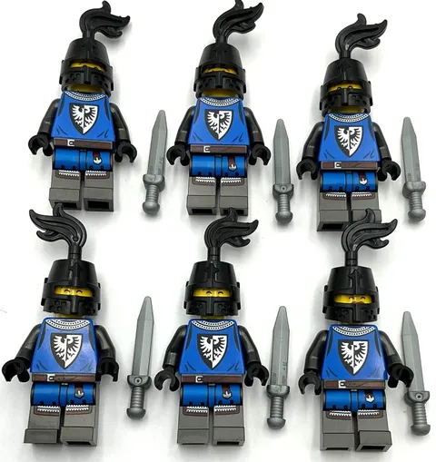 Lego 6 New Castle Knight Minifigures Men Black Knight Figures with Swords