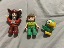 Lego Duplo Figures Skully Parrot Captain Hook & Peter Pan 