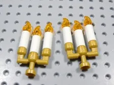 LEGO Lot of 2 Gold Candelabra w/ White Candles & Flames Minifig BV
