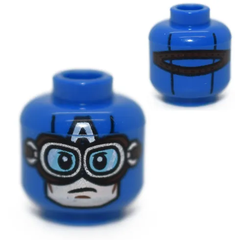 LEGO Blue Minifigure Head Pilot Captain America gold goggles A 76076 6174735