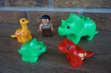 Lego Duplo Vtg Dinosaur Figure Set Lot Cave Man T-Rex Brontosaurus Triceratops