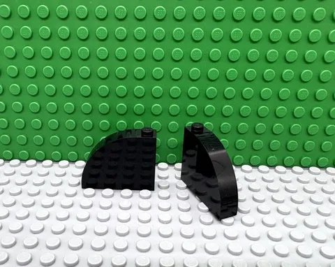 Lego 2 Black 4x1x2 2/3 Curved Smooth Slope brick block NEW