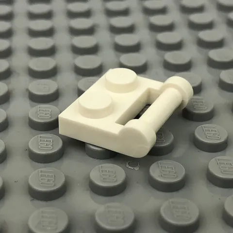LEGO 48336 White Plate, Modified 1 x 2 W/ Bar Handle on Side - Closed Ends (x1)