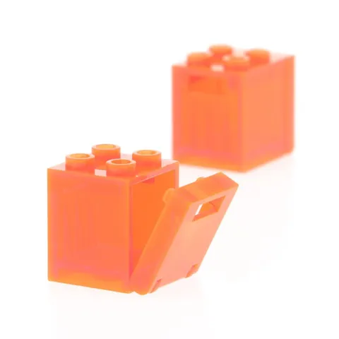2x lego Cupboard Container 2x2x2 Transparent Neon Orange Letter Slot 4346 4345