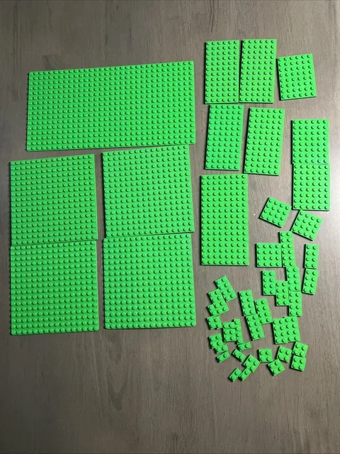 Lego Bright Green Baseplates Plates Mixed Sizes Vintage Lot 52 pcs Used