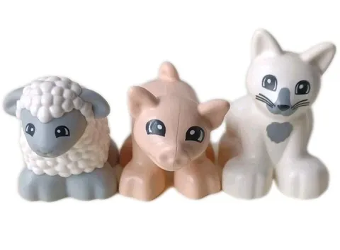 LEGO DUPLO ANIMAL LOT OF (3) PIG/SHEEP/CAT DESIGNED FOR TODDLERS AGED 2 & OLDER