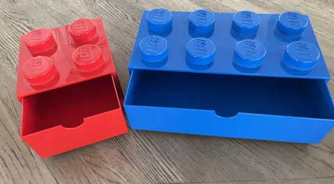 LEGO Storage Bricks Set of 2 Plastic Stackable Drawers: Blue 8 studs Red 4 studs