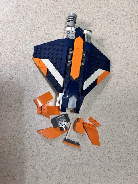 LEGO Creator 3 in 1 31126 Supersonic Jet Aircraft Blue Orange Incomplete