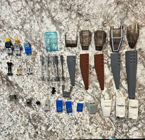 LEGO Mixed Parts Lot w/ Minifigures, Cockpit Canopy, Wedge Plates, Printed