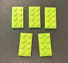 LEGO Parts Lime Green Flat Plate 2 x 4 #3020 Lot 5 2x4