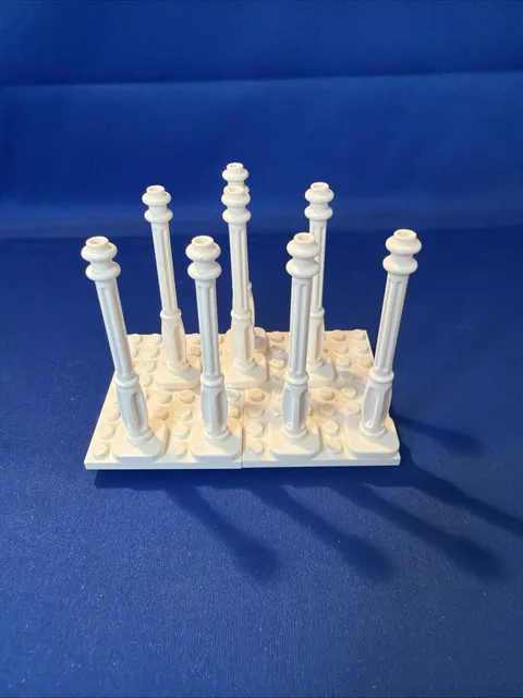 Lego 8 White Lamp Posts/columns With White Base Pieces