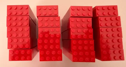 Genuine LEGO Red 2x4 Bricks Part #3001 200 pcs