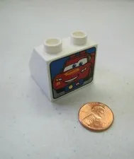 Lego Duplo LIGHTENING MCQUEEN RUSTEZE #95 CARS MOVIE Specialty Printed Block