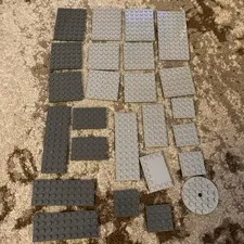 LEGO Bulk Lot Plates Flat 4x4 4x6 4x8 6x6 6x12 Gray Baseplates 25 Pieces Parts
