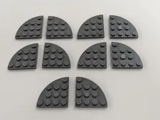 Lego x10 New Dark Bluish Gray Plate, Round Corner 4 x 4 # 30565