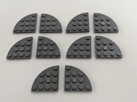 Lego x10 New Dark Bluish Gray Plate, Round Corner 4 x 4 # 30565