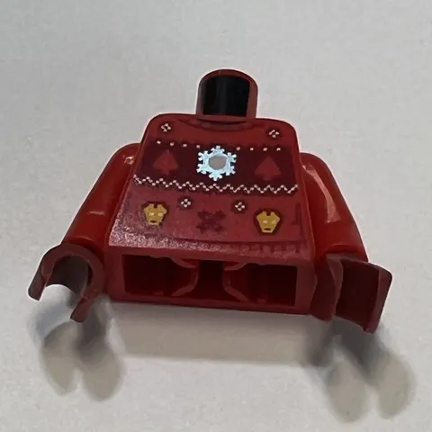 Lego Minifigure Iron Man Torso White Zigzag Fair Isle Holiday Sweater Snowflake