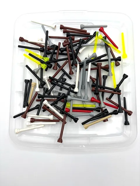 LEGO bulk lot of 100 4H antenna minifig accessories flag holder 3957 gray black
