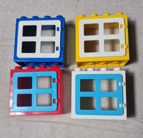 Lego Duplo Lot of 4 Windows Doors Red Blue  White Yellow 