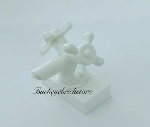 LEGO White Tap 1 X 2 w/Dual Handles, Large/Kitchen Bathroom Sink Faucet