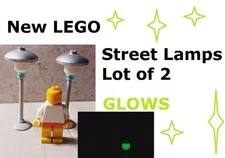 New LEGO Street Light Lamppost Lamp Road Sign Bulb Ball GLOWING glow in the Dark