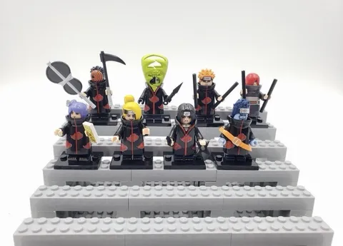 Custom Naruto Shippuden Akatsuki Minifigures Lot of 8 w/ Accessories 5+